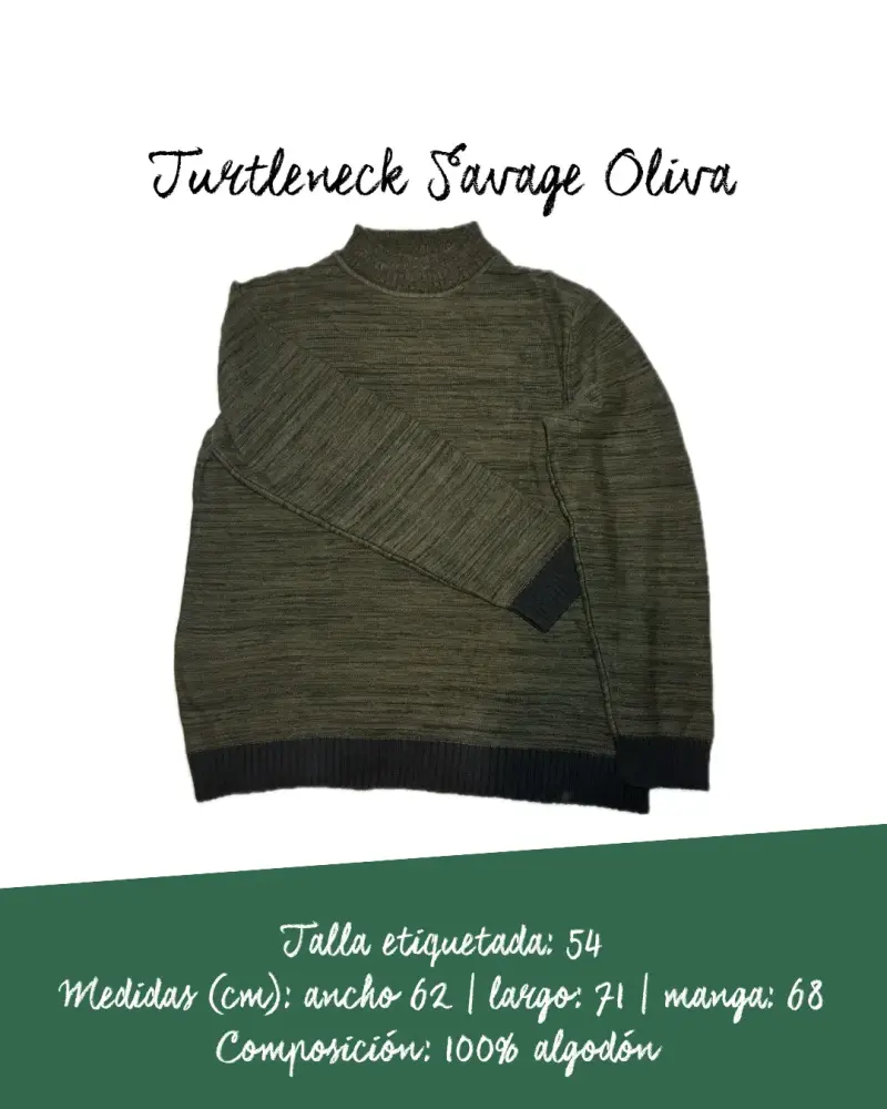 Suéter Cuello Alto Savage Oliva Talla 54