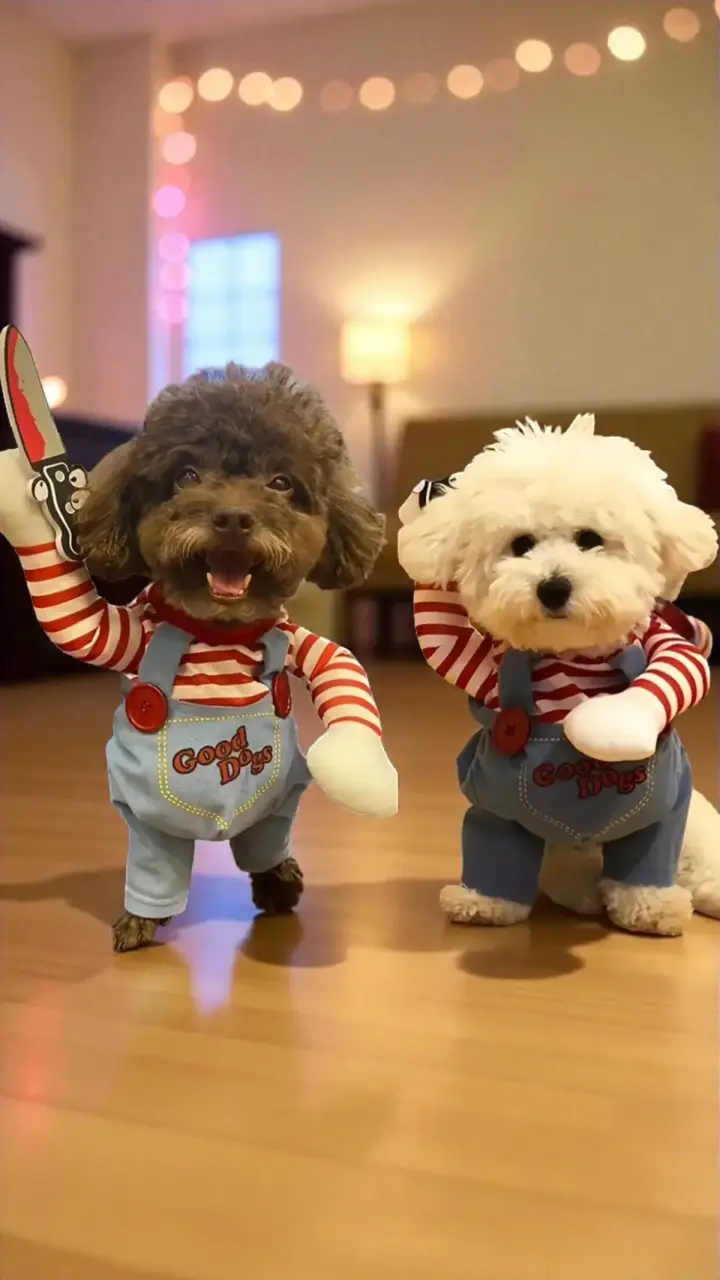 Disfraz de perro Chucky con overol y camiseta - 1