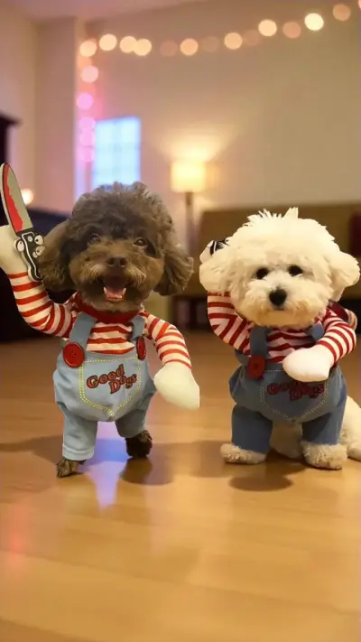 Disfraz de perro Chucky con overol y camiseta - miniatura 1