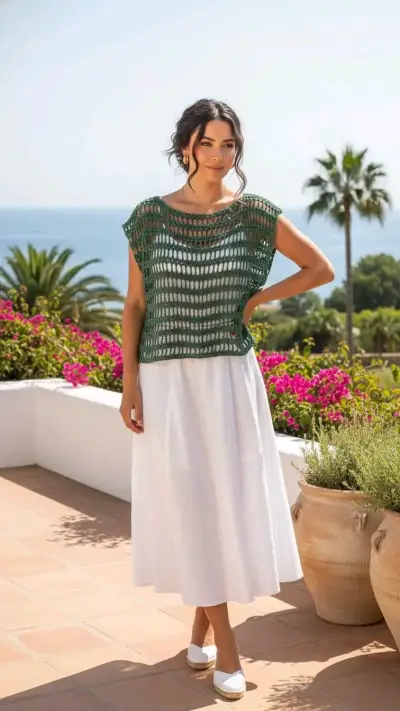 Blusa tejida crochet verde - miniatura 2