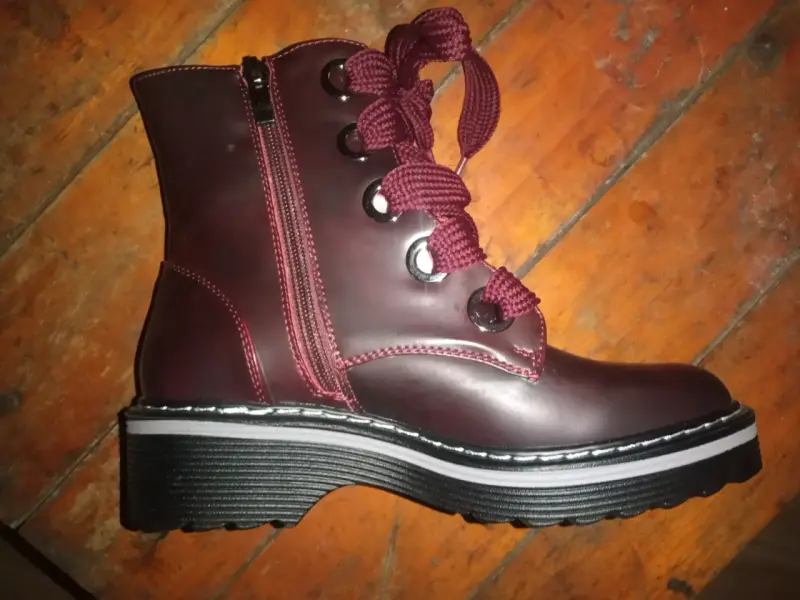 Botines de cuero burdeos con plataforma - 3