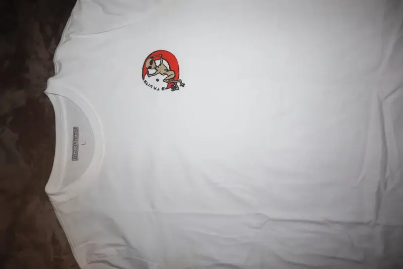 Polera blanca con diseño de perro polera gris con logo de toro - 2