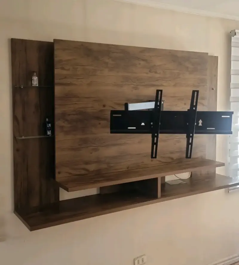 Panel de TV de madera con soporte ajustable - 2