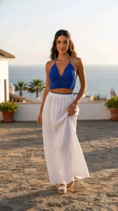 Top tejido azul para mujer - miniatura 2