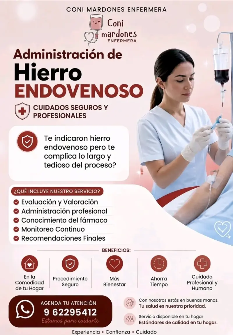 Administración de hierro endovenoso a.domicilio