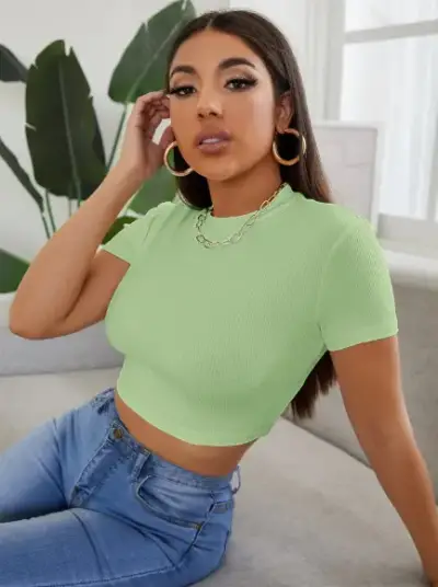Polera Crop Top Verde para Mujer - miniatura 1