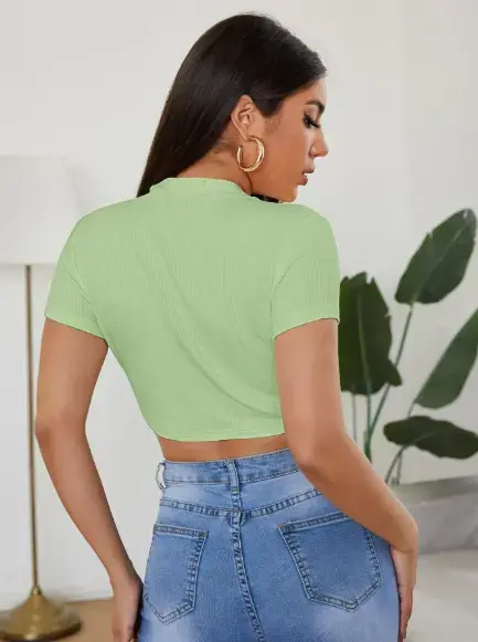 Polera Crop Top Verde para Mujer - 4