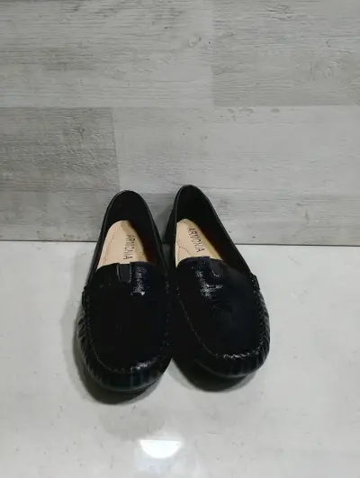 Mocasines negros de cuero para mujer - miniatura 1