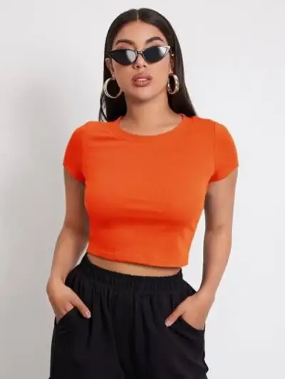 Polera Crop Top Naranja Mujer - miniatura 1