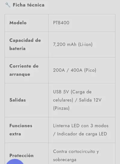 Arrancador  Batería UYUSTOOLS PTB400 con Linterna - miniatura 4