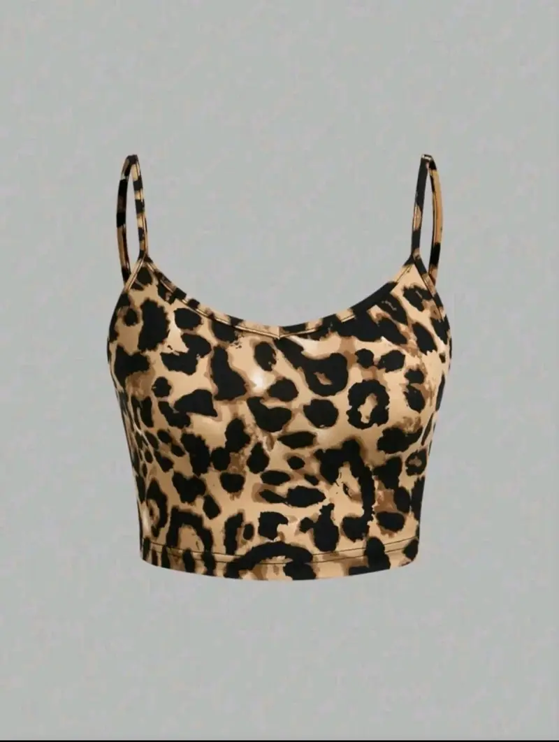 Top de tirantes negro y estampado animal print - 2