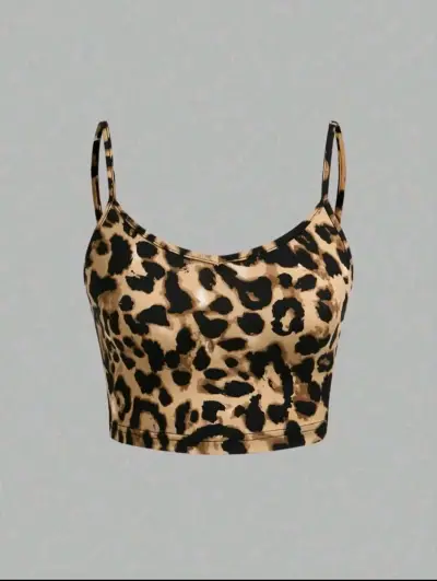Top de tirantes negro y estampado animal print - miniatura 2