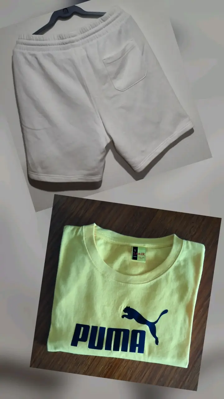 Polera amarilla y Short blanco. Dos prendas.