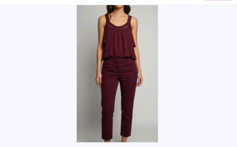 Conjunto de blusa y pantalón burdeos. - 2