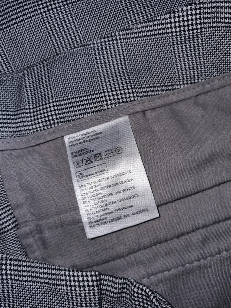 Pantalones de vestir a cuadros grises talla 38 - 3