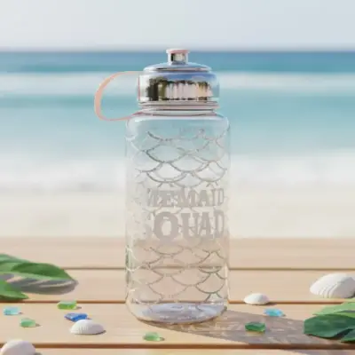 Botella de Agua Transparente Mermaid Squad 1 lt - miniatura 3