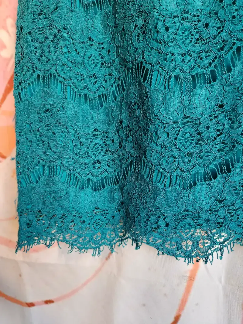 Falda corta de encaje verde para mujer - 6