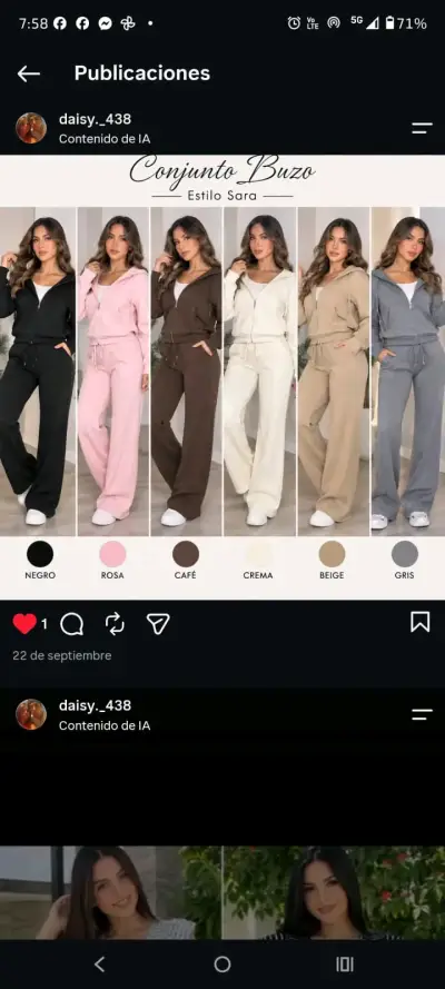 Conjunto buzo estilo Sara en varios colores - miniatura 1
