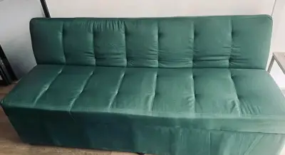 Sofá cama verde con almacenamiento - miniatura 1