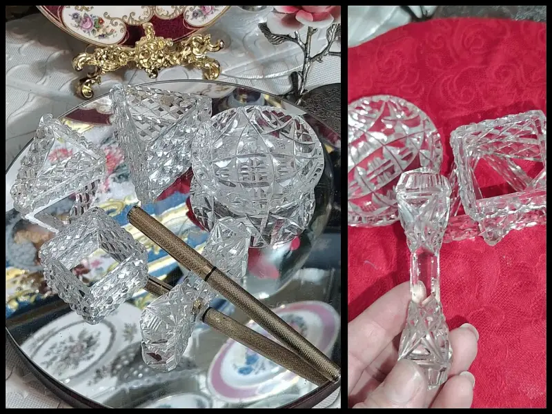 Juego de piezas decorativas de cristal tallado - 1