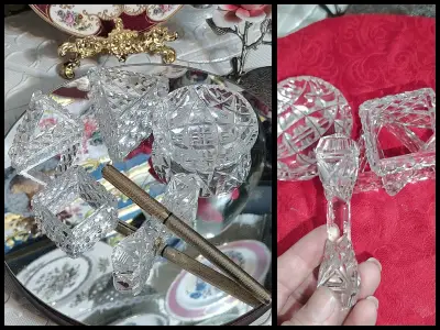 Juego de piezas decorativas de cristal tallado - miniatura 1