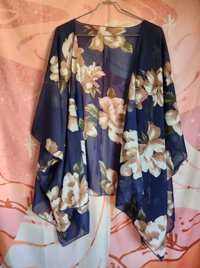Kimono floral azul para mujer - 2