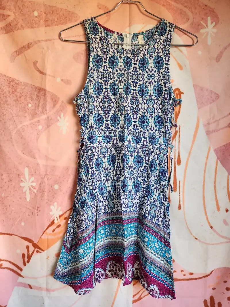 Vestido estampado bohemio sin mangas - 2