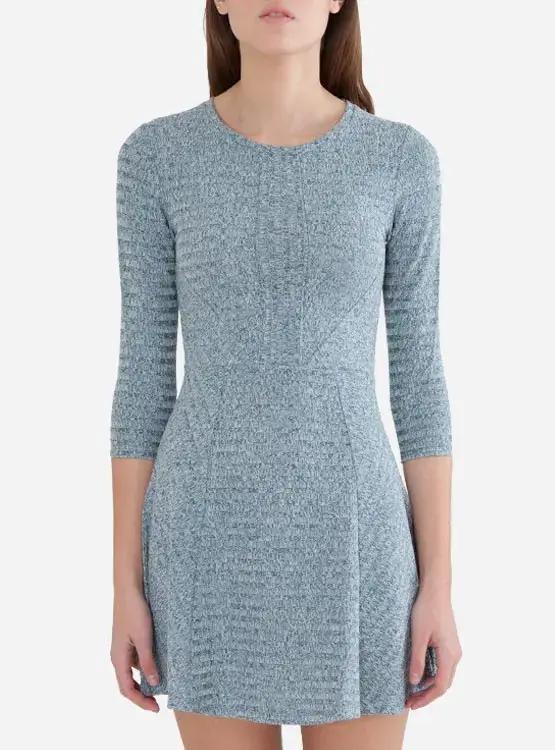 Vestido gris de manga tres cuartos para mujer - 1
