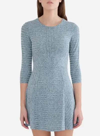 Vestido gris de manga tres cuartos para mujer - miniatura 1