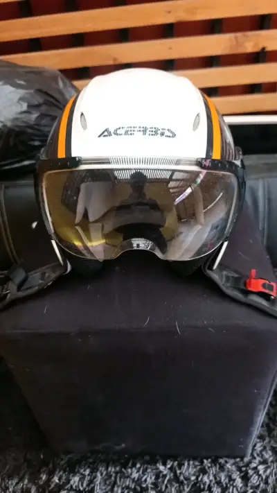 Casco de moto Acerbis blanco con visera - miniatura 2