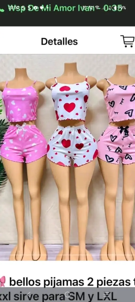 Pijamas de mujer 2 piezas con estampado de corazones