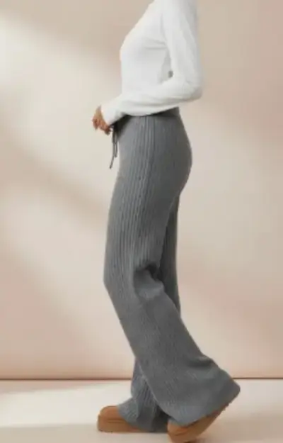 Pantalones de punto gris para mujer - miniatura 2