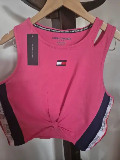 Top deportivo rosa Tommy Hilfiger para mujer - miniatura 1