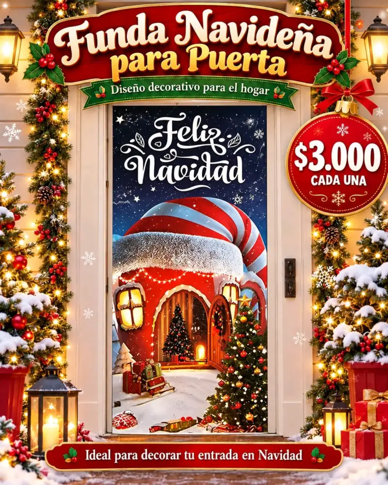 Funda Navideña para Puerta Decorativa