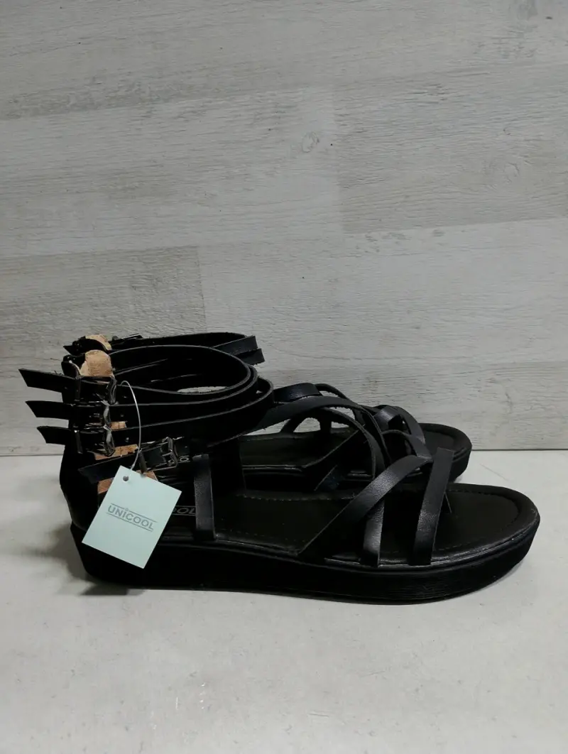 Sandalias negras de cuero con hebillas Unicool - 2
