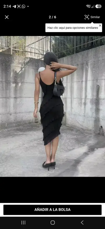 Vestido negro con volantes elegante - miniatura 2