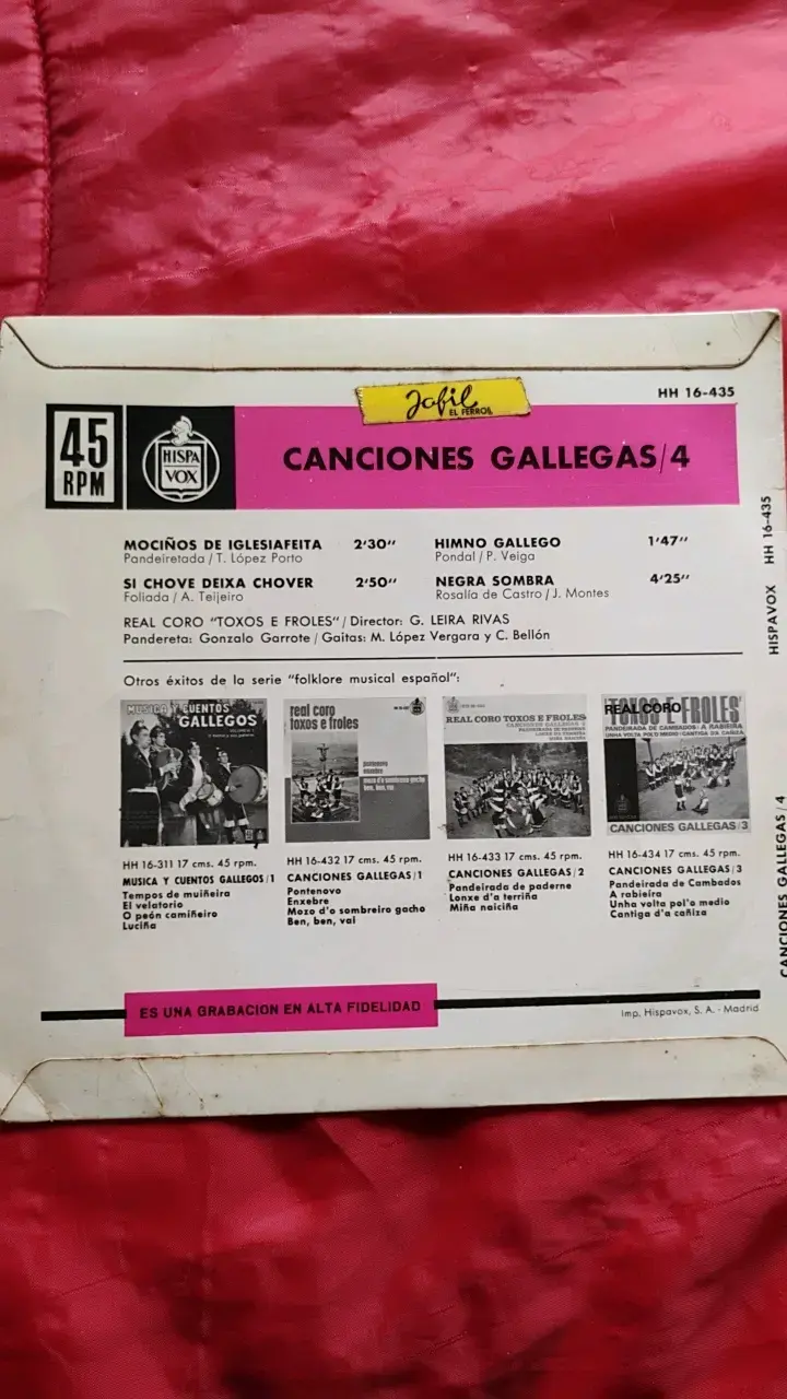 Vinilo Canciones Gallegas Vol. IV Real Coro Toxos - 3