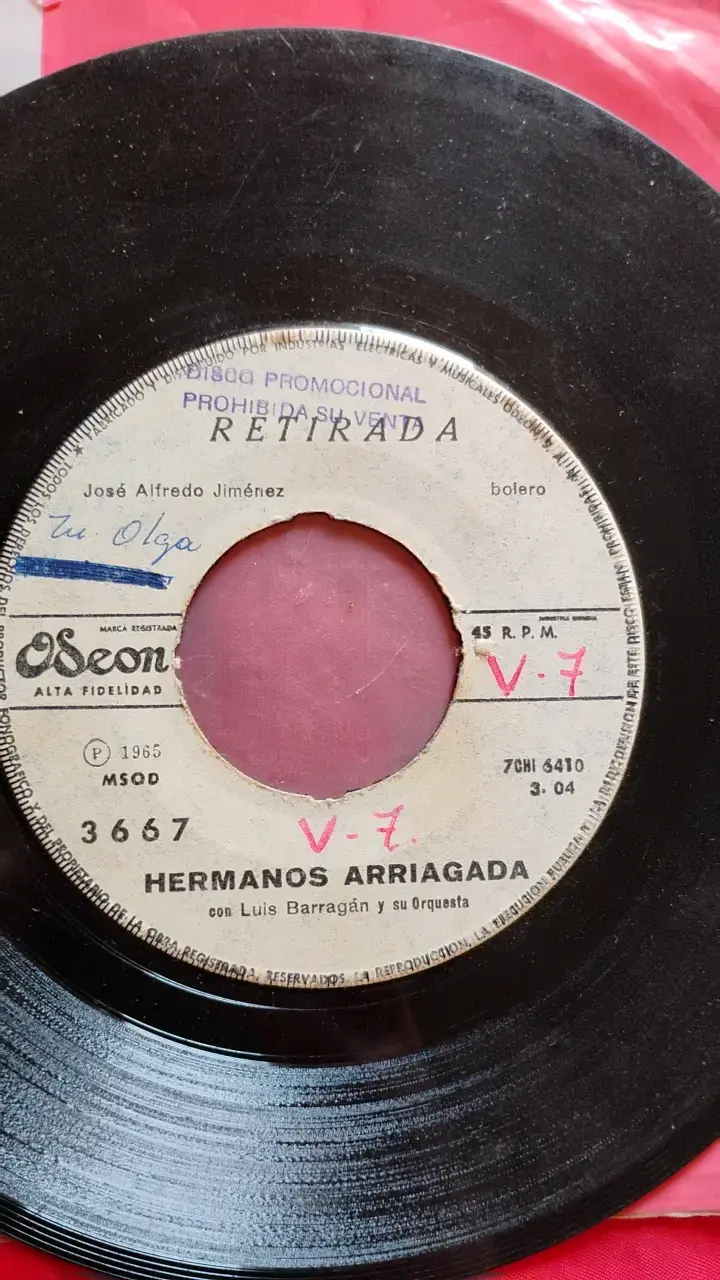 Disco vinilo 7'' Hermanos Arriagada Odeon 1965 - 3