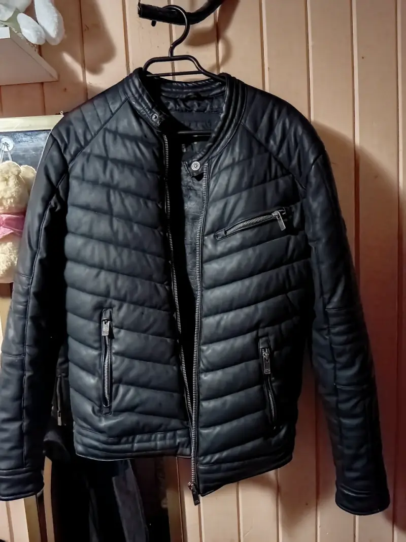 Chaqueta de cuero negra para hombre talla S - 1