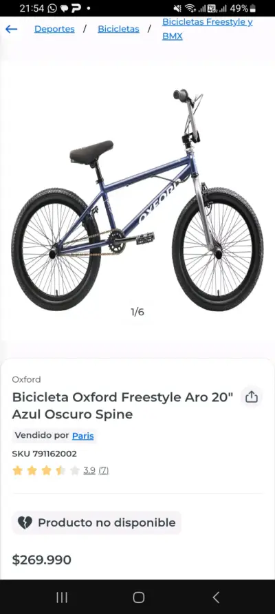 Bicicleta BMX Oxford Freestyle Aro 20 Azul - miniatura 1