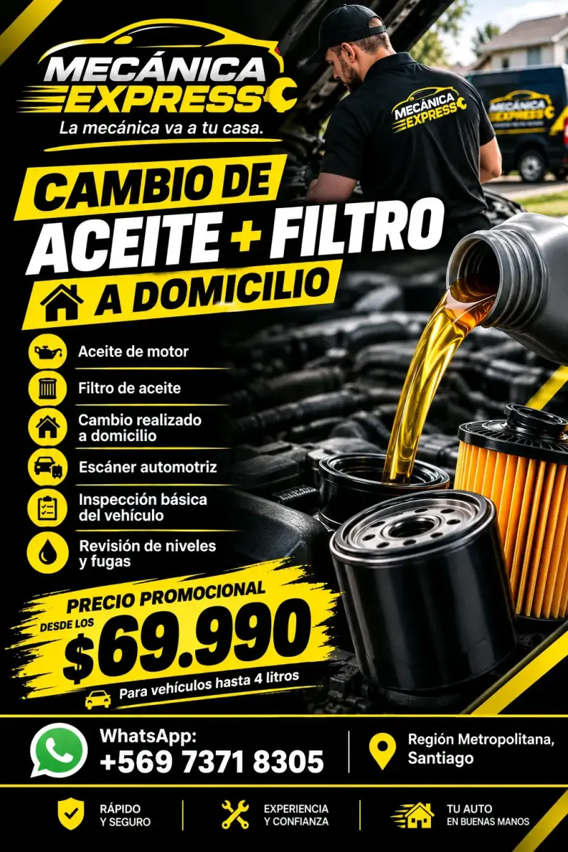 Servicio de cambio de aceite y filtro a domicilio