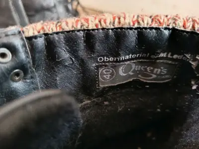 Botines de cuero negro con cuello tejido - miniatura 2