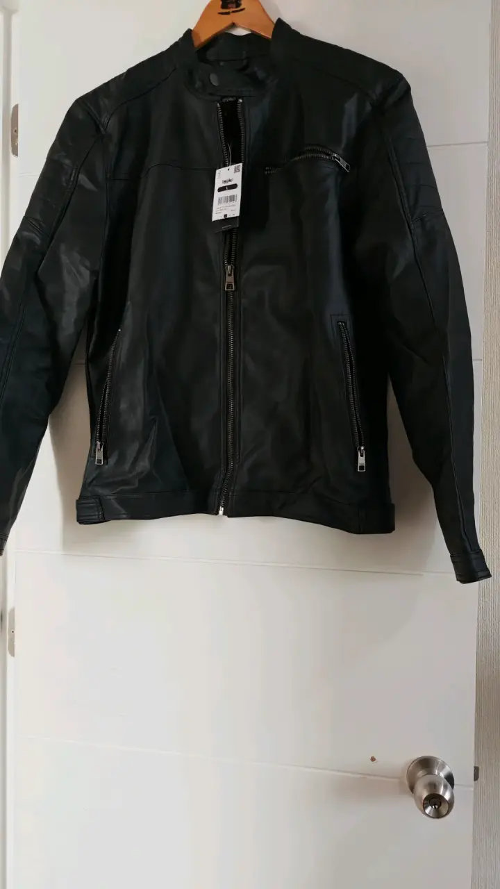 Chaqueta de cuero negra mossimo para hombre - 1