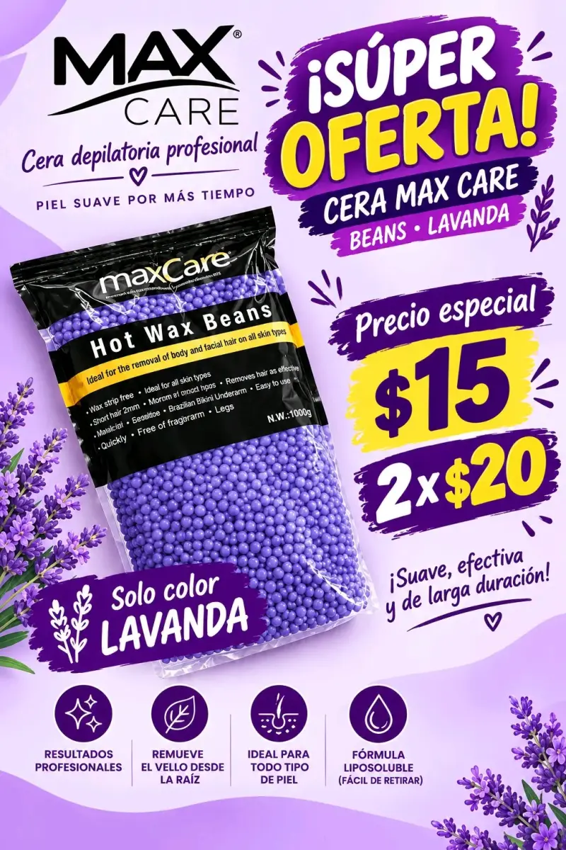 Cera Depilatoria Max Care Lavanda 1000g