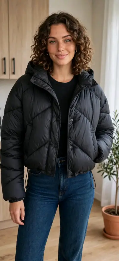 Chaqueta acolchada negra para mujer - miniatura 1
