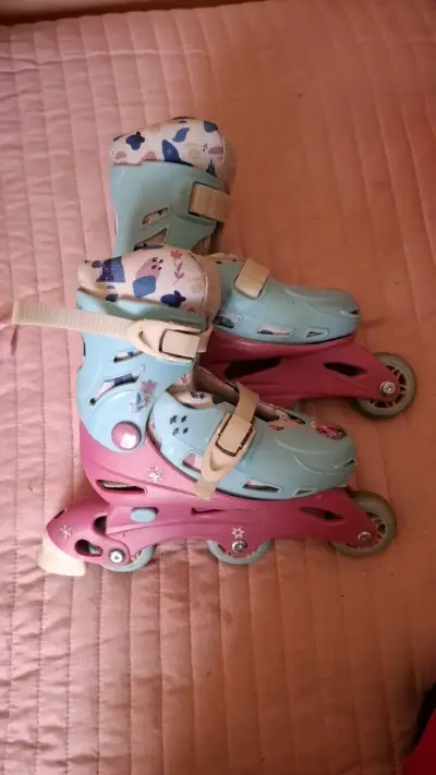 Patines en línea infantiles azul y rosa n°31-34- - miniatura 1