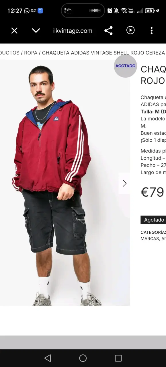 Chaqueta Adidas Vintage Roja con Capucha - 2