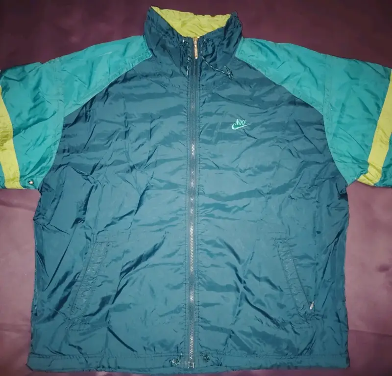 Cortavientos Nike vintage azul y verde para hombre