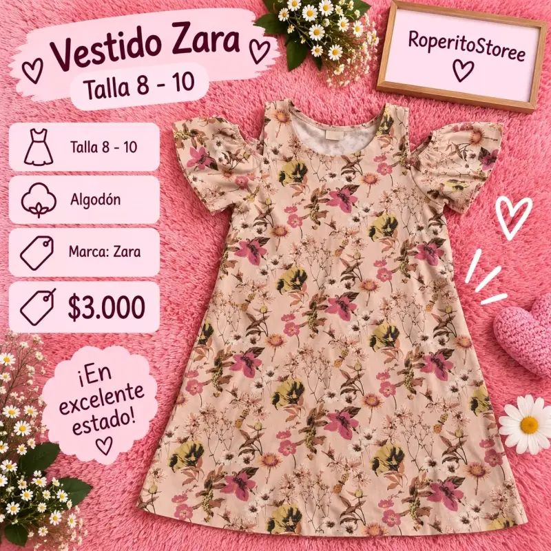 Vestido floral Zara talla 8-10