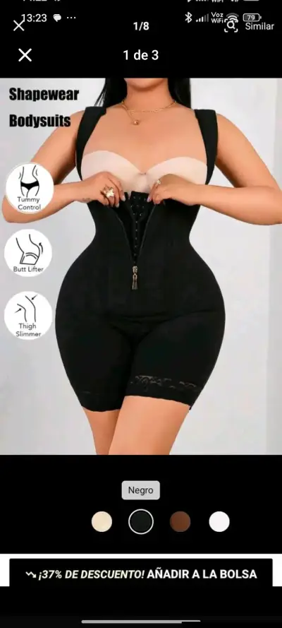 Body moldeador negro con control de abdomen - miniatura 1